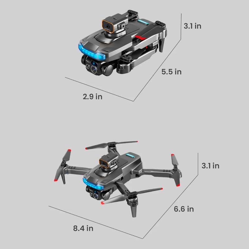 Generic 8k dual-camera gps drone with brushless motors and obstacle avoidance 2 batteries black, 4.92*3.14*2.16 in