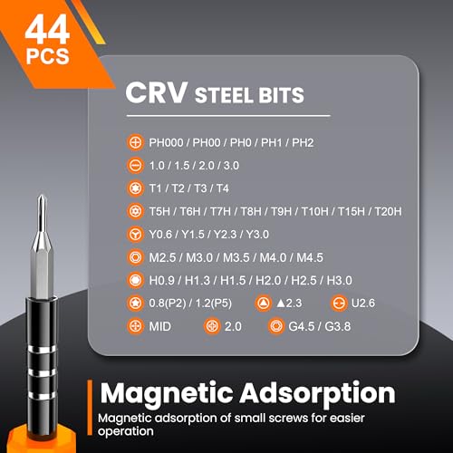 JOREST 59Pcs Small Precision Screwdriver Set with Torx T5, T6, T8, Mini Repair Tool Kit for Macbook, Computer, Laptop, iPhone, PS4 PS5, Xbox, Switch, Eyeglasses, Watch, PC, Ring Doorbell, Electronic - style: 59 in 1 CRV