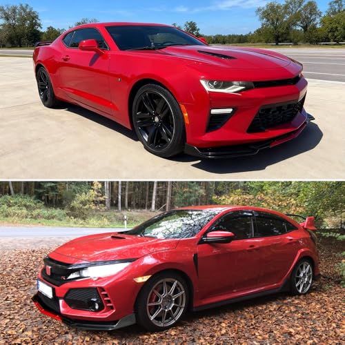 DREAMIZER Universal Front Lip for Car,Adjustable Front Bumper Lip Chin Spoiler Splitter Diffuser Protector Body Kit Compatible with Honda Nissan Toyota Mazda, Black w/Red - color: Glossy Black with Red