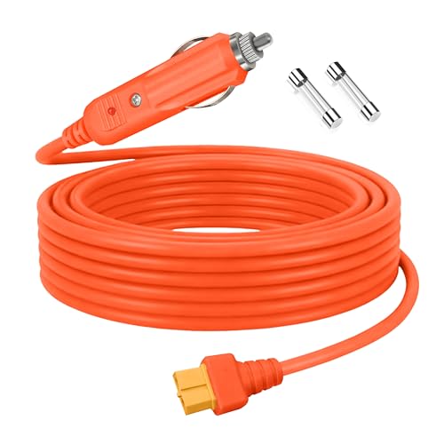 12V XT60 Car Charge Cable 14AWG 15A,Cigarette Lighter to XT60 Charge Cord for Portable Power Stations (20FT) - size: 20FT