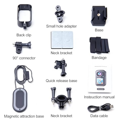 Mini Action Camera with Dual Screen | 4K Sports Camera, Magnetic Mount, 130° Wide Angle, Waterproof Case, Dual Touchscreen, Pre-Record, 64GB Memory Card Travel, Skiing, Outdoor Adventures