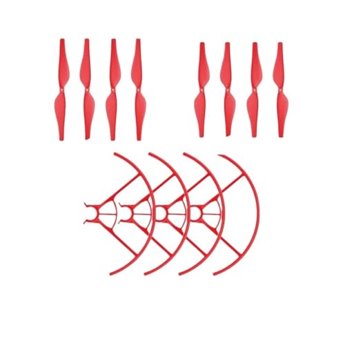 4 Pairs of Propeller Piece + 2 of Guards, for with Drone Accessories(Red) - color: Red