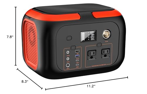 SinKeu Portable Power Station 600W, 296Wh/80000mAh Backup Lithium Battery Pack Bank, 110V Pure Sine Wave AC Outlet Solar Generator for Camping Emergency RV Outdoor Hurricane Supplies - color: Red Black