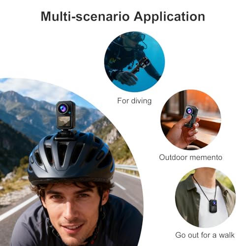 Mini Action Camera with Dual Screen | 4K Sports Camera, Magnetic Mount, 130° Wide Angle, Waterproof Case, Dual Touchscreen, Pre-Record, 64GB Memory Card Travel, Skiing, Outdoor Adventures