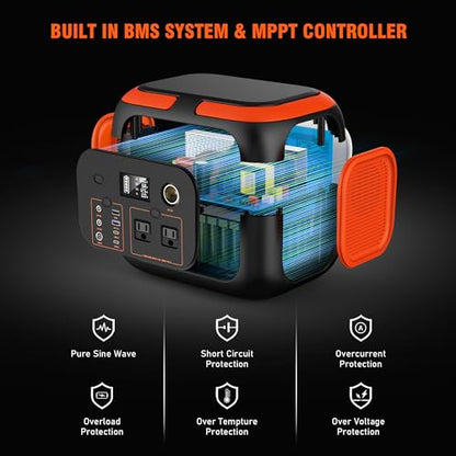 SinKeu Portable Power Station 600W, 296Wh/80000mAh Backup Lithium Battery Pack Bank, 110V Pure Sine Wave AC Outlet Solar Generator for Camping Emergency RV Outdoor Hurricane Supplies - color: Red Black