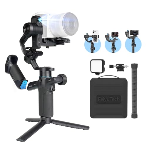 FeiyuTech SCORP Mini 3 Pro Combo | Full Accessory Kit – All-in-One 3-Axis Camera Gimbal, Built-in AI Tracking, Detachable Remote Handle, Vertical Shooting Compatible - size: SCORP Mini 3 Pro Kit