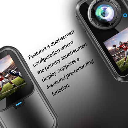Mini Action Camera with Dual Screen | 4K Sports Camera, Magnetic Mount, 130° Wide Angle, Waterproof Case, Dual Touchscreen, Pre-Record, 64GB Memory Card Travel, Skiing, Outdoor Adventures