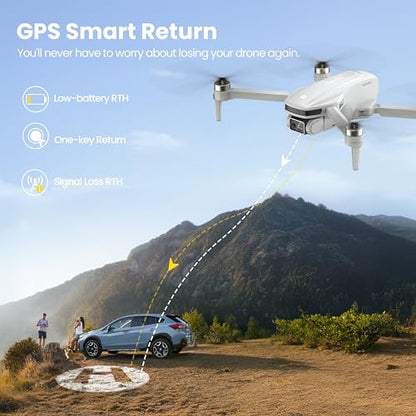 PLEGBLE GPS Drones with Camera for Adults 4K, Brushless Motor FPV Drone with Auto Return, Follow Me,Tap Fly & Circle Fly, Under 249g, 46 Mins Flight, Foldable Drone for Adults Beginners